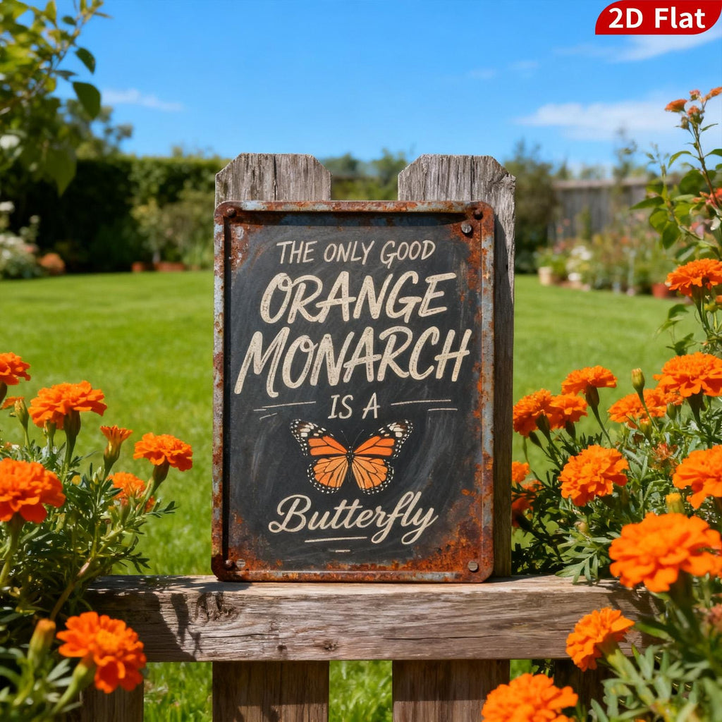 Monarch Butterfly Metal Sign: Rustic Chalkboard Style, Inspirational Quote