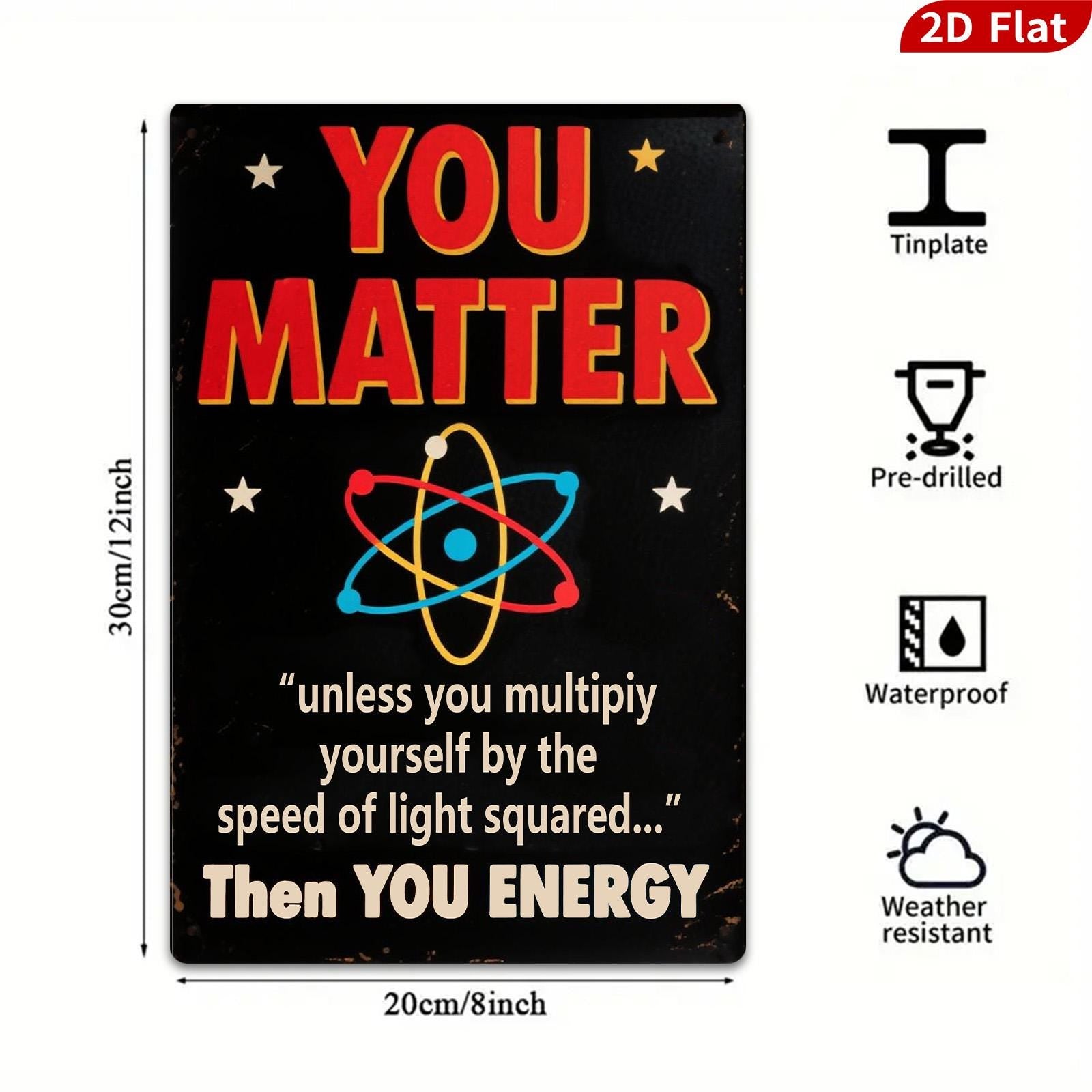 You Matter Science Metal Sign, Funny Physics Home Decor