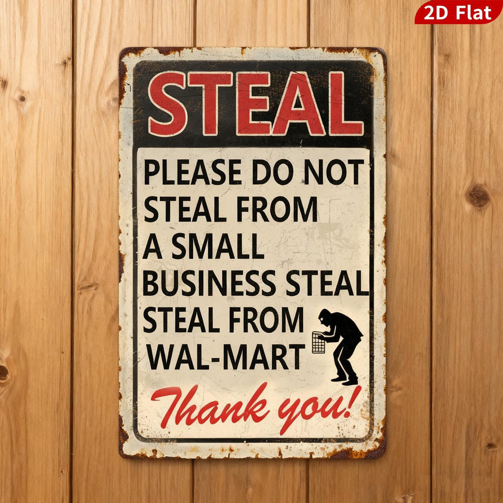 Funny Stealing Metal Sign - Home, Garage, Store Decor