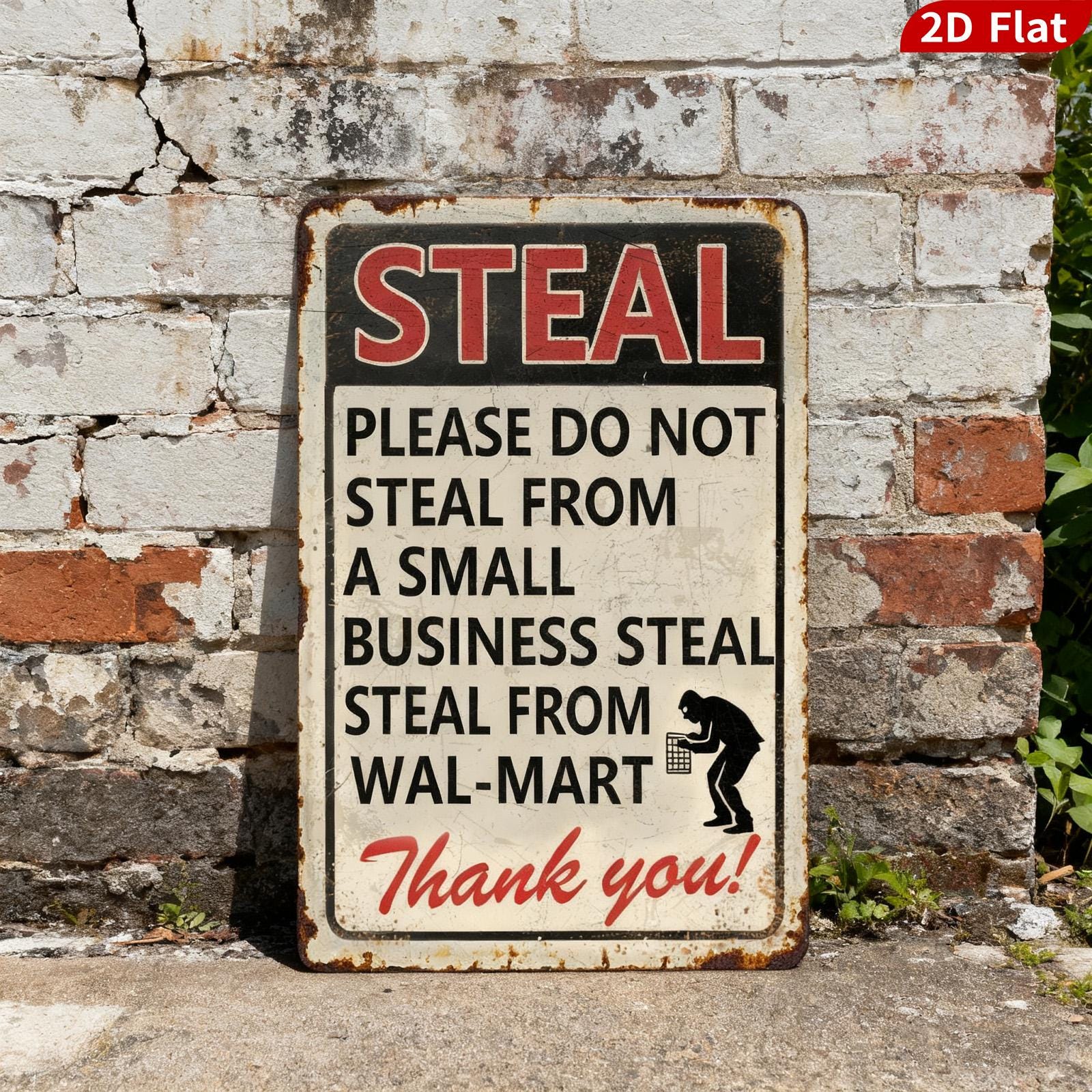 Funny Stealing Metal Sign - Home, Garage, Store Decor