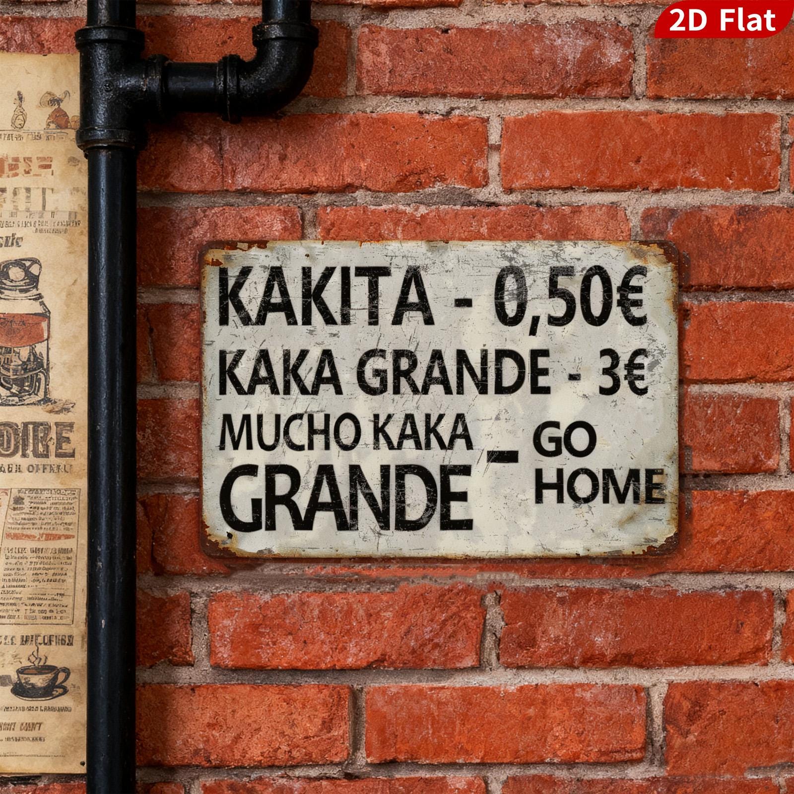 Funny Kakita Metal Sign, Kaka Grande Bar Decor