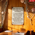 Seagull Food Warning Metal Sign, Coastal Beach House Decor