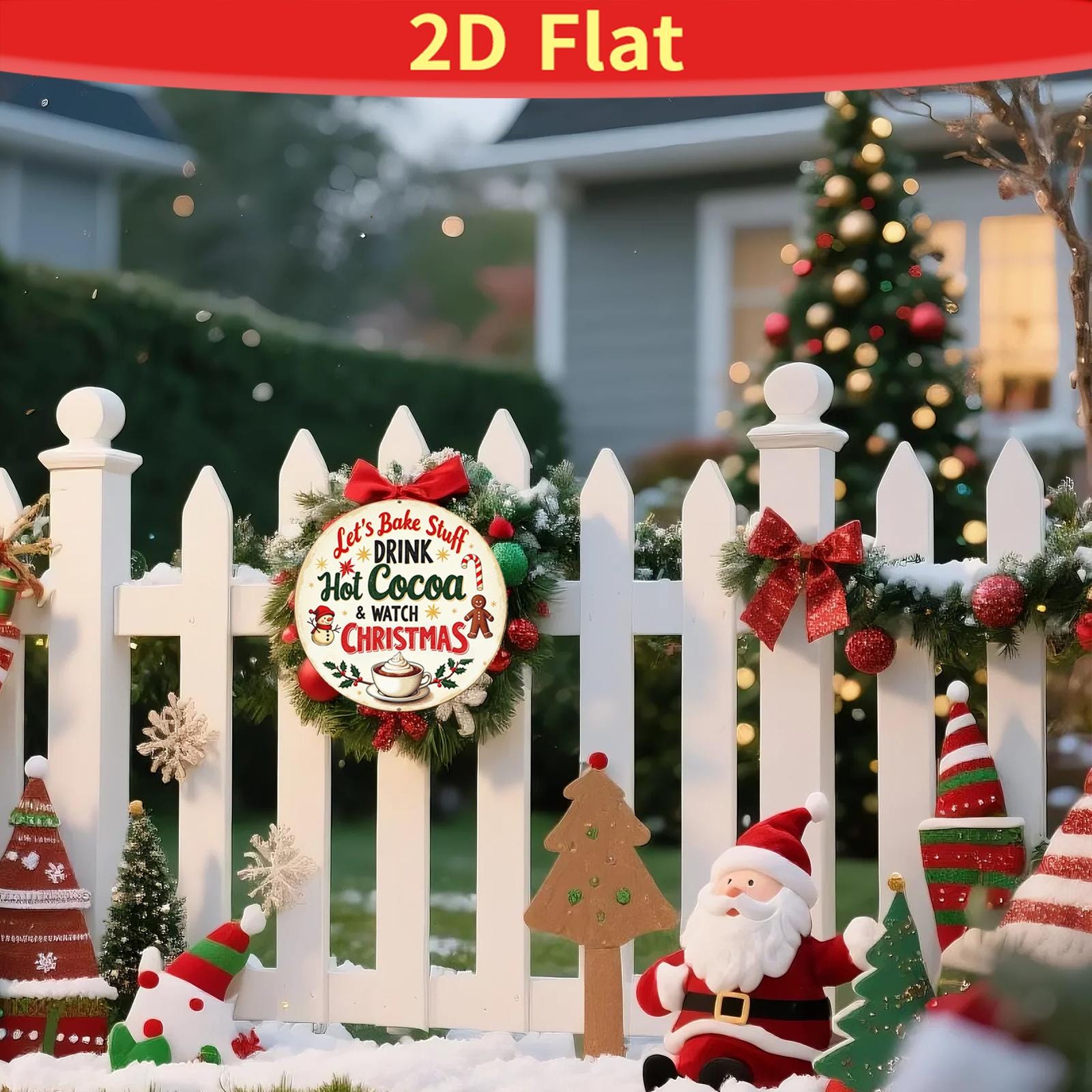 Let's Bake Stuff Drink Hot Cocoa Metal Sign - Round Christmas Kitchen & Holiday Wall Decor