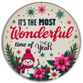 Christmas Metal Sign – Snowman & Poinsettia Holiday Wall Decor