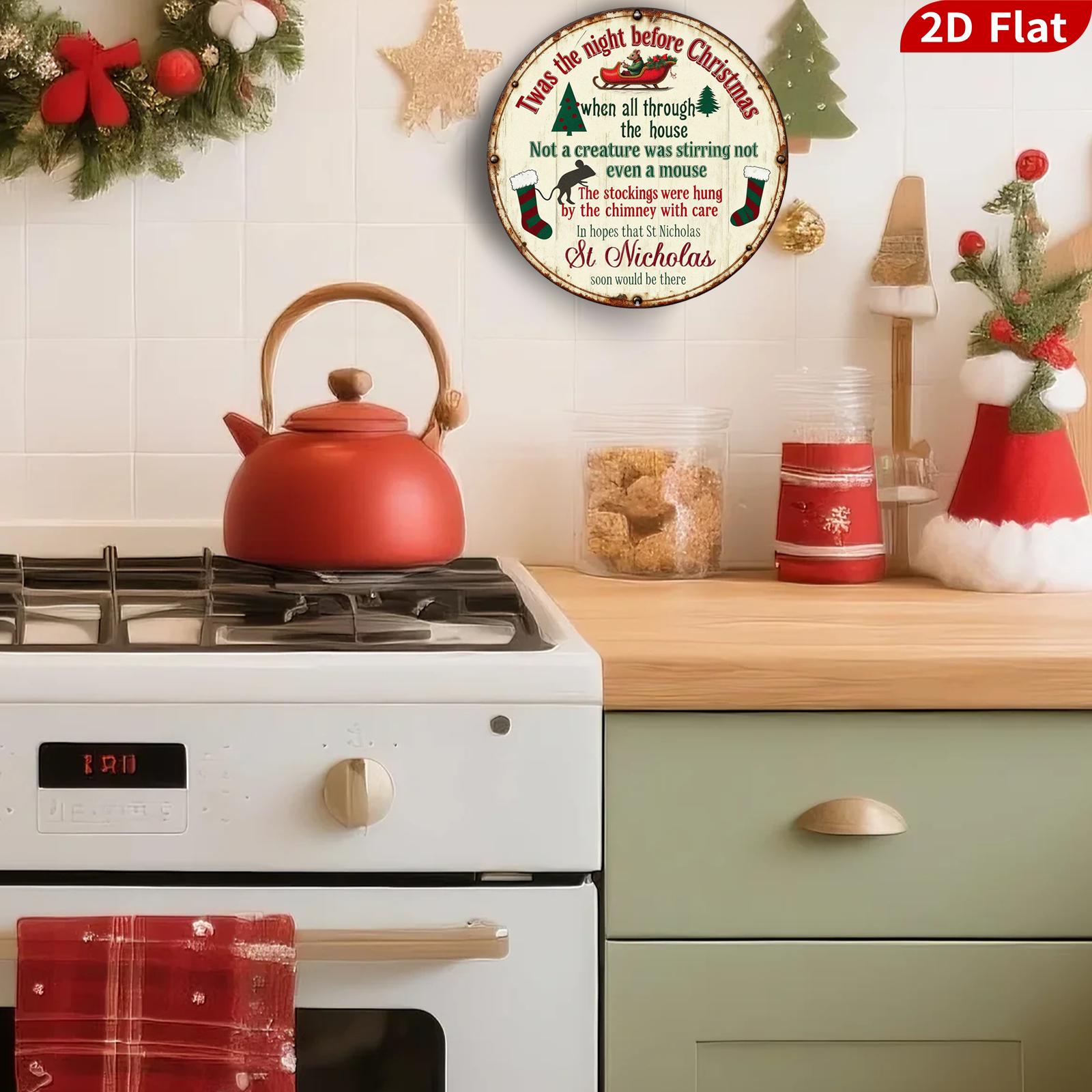 Twas The Night Before Christmas Metal Sign - Vintage Round Poem Wall Art