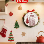 Panneau métallique rond de Noël Décoration murale rustique Citation de Noël « Voici Noël »
