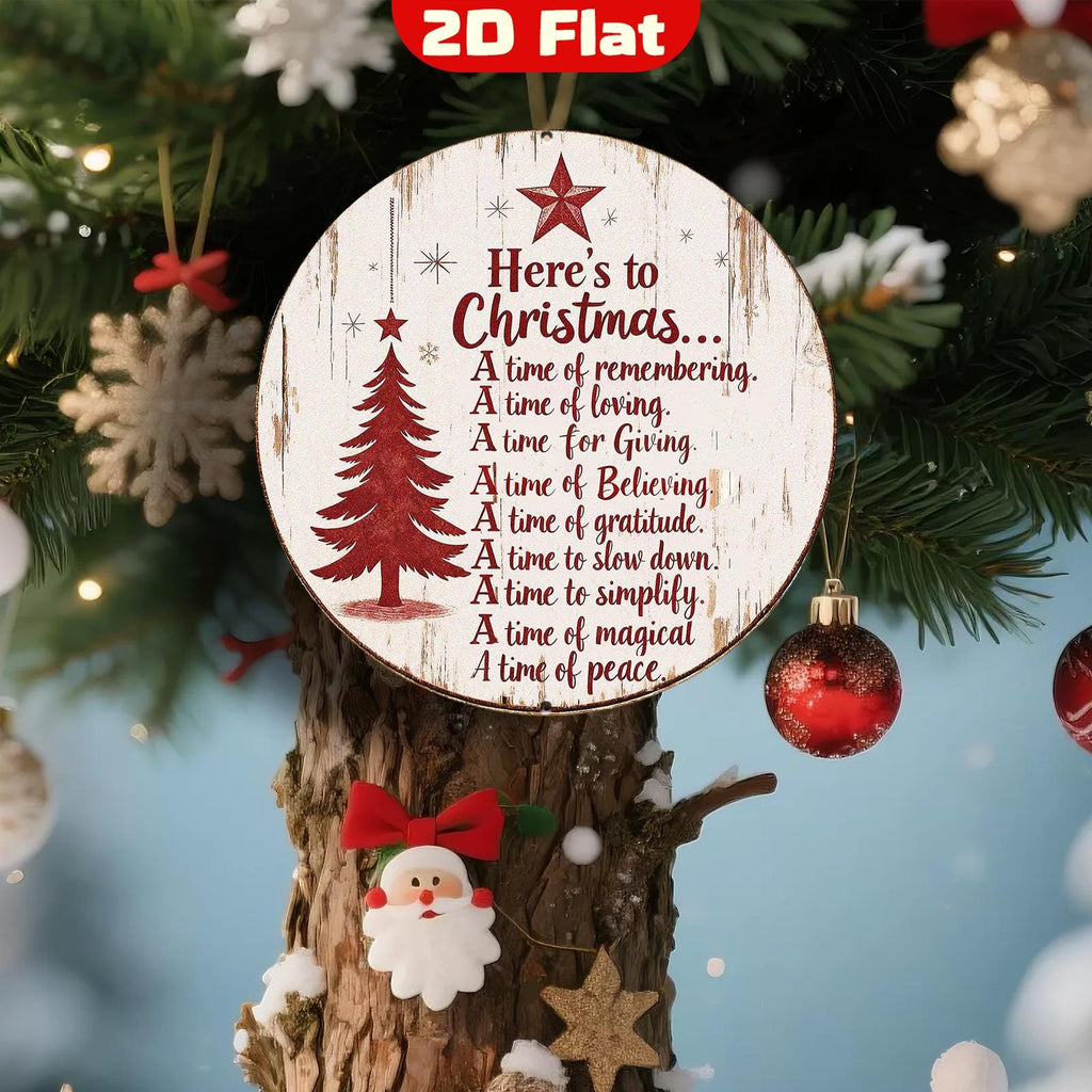 Christmas Round Metal Sign Rustic Holiday Wall Decor Here's to Christmas Quote