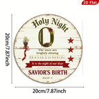Panneau métallique Sainte Nuit | Nativité rustique ronde Décoration murale de Noël religieuse, Chr…