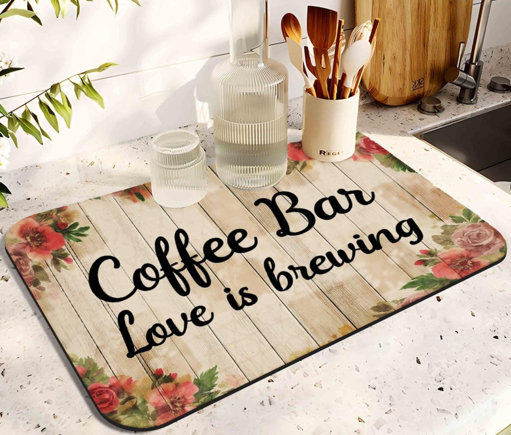 Diatom Mud Kitchen Drying Mat: Coffee Design, Super Absorbent
