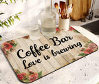 Diatom Mud Kitchen Drying Mat: Coffee Design, Super Absorbent