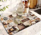 Diatom Mud Kitchen Drying Mat: Coffee Design, Super Absorbent