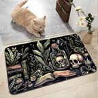 Gotischer Totenkopf Botanischer Teppich | Schwarze, saugfähige Kieselalgen-Matte