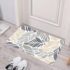 Bodenmatte aus Kieselgur mit Blattmuster | Beige und Grau, rutschfest