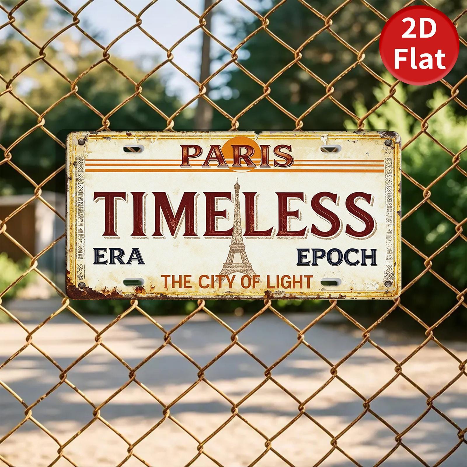 Vintage Style Paris Eiffel Tower License Plate Decor