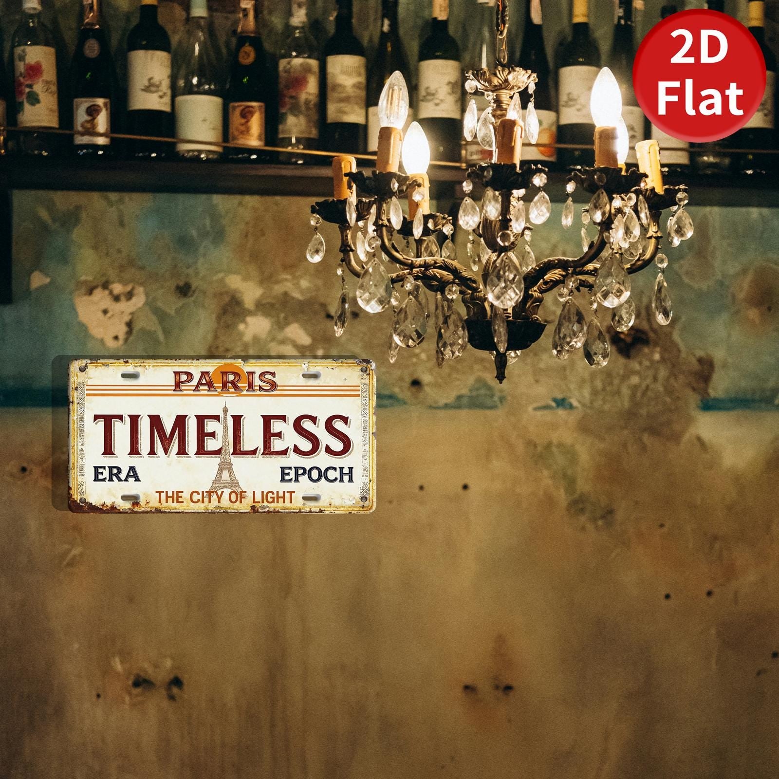 Vintage Style Paris Eiffel Tower License Plate Decor