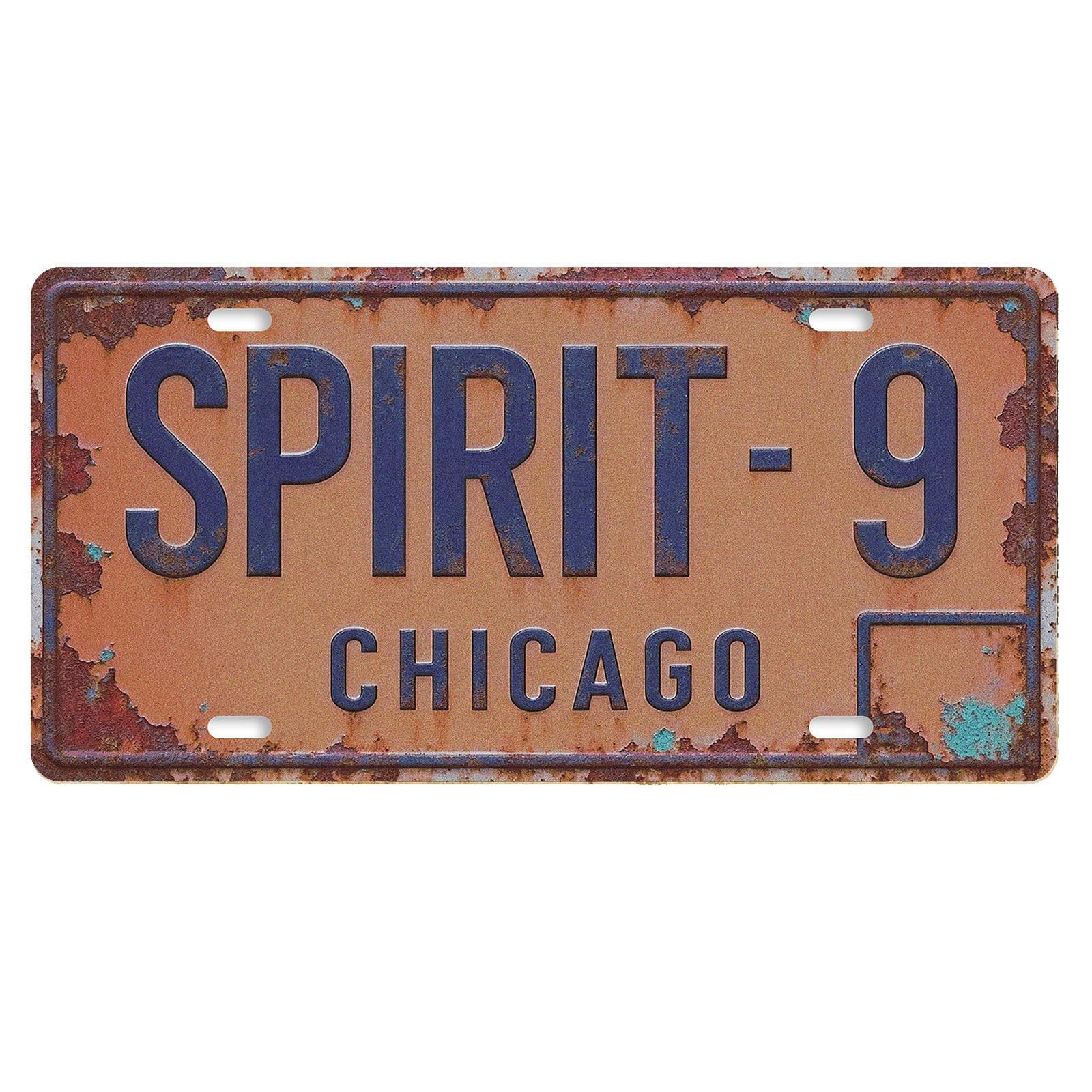 Retro 'Spirit-9 Chicago' License Plate, Vintage Style Metal Sign