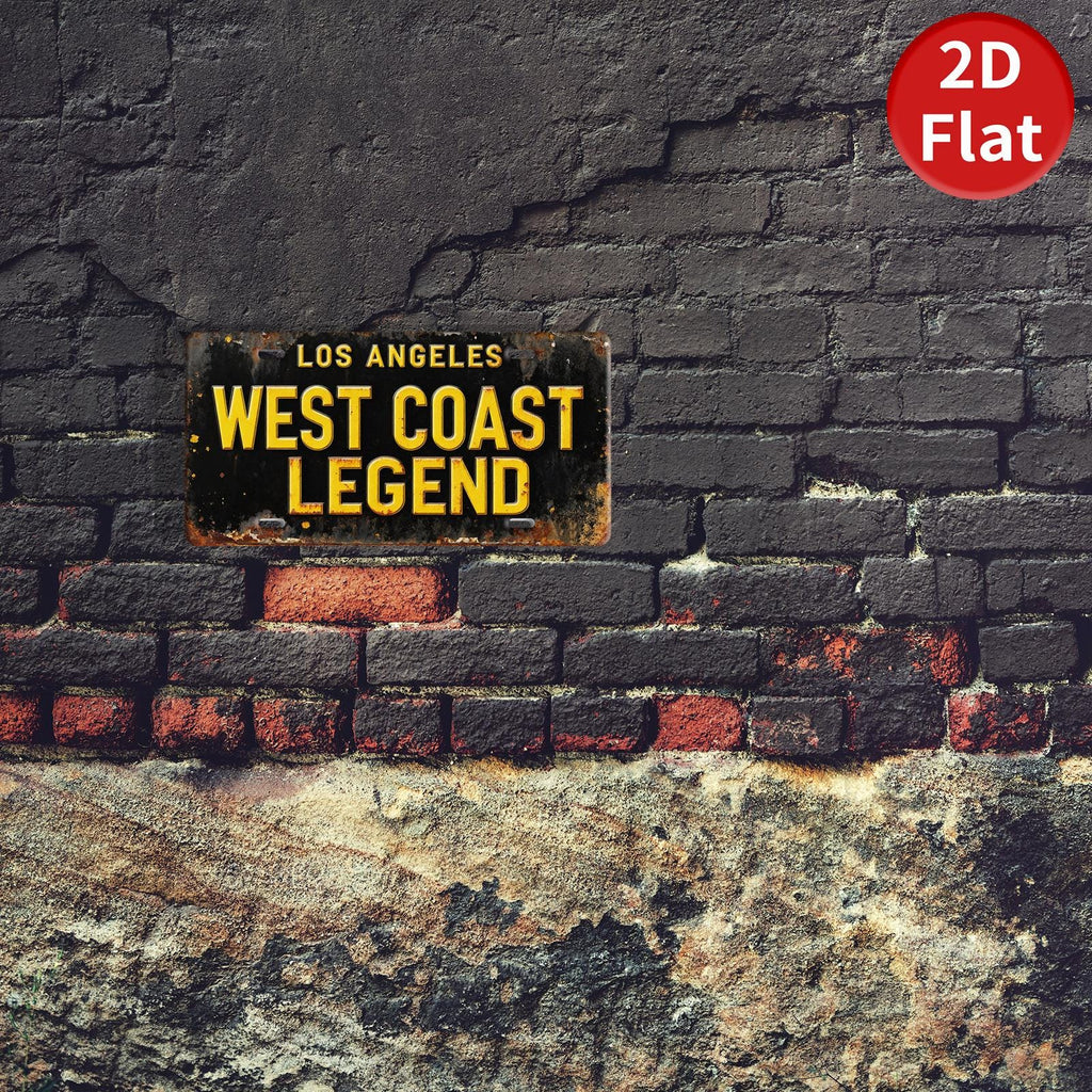 Vintage Style Metal Los Angeles License Plate, West Coast Legend Sign