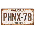 Rustic License Plate Wall Decor, VALORIA PHNX-7B Utility Sign