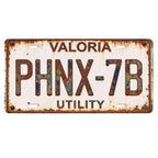Rustikales Nummernschild als Wanddekoration, VALORIA PHNX-7B Utility Sign