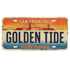 Vintage San Francisco Nummernschild-Schild | Golden Tide, Golden Gate Bridge Kunst