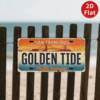 Vintage San Francisco Nummernschild-Schild | Golden Tide, Golden Gate Bridge Kunst