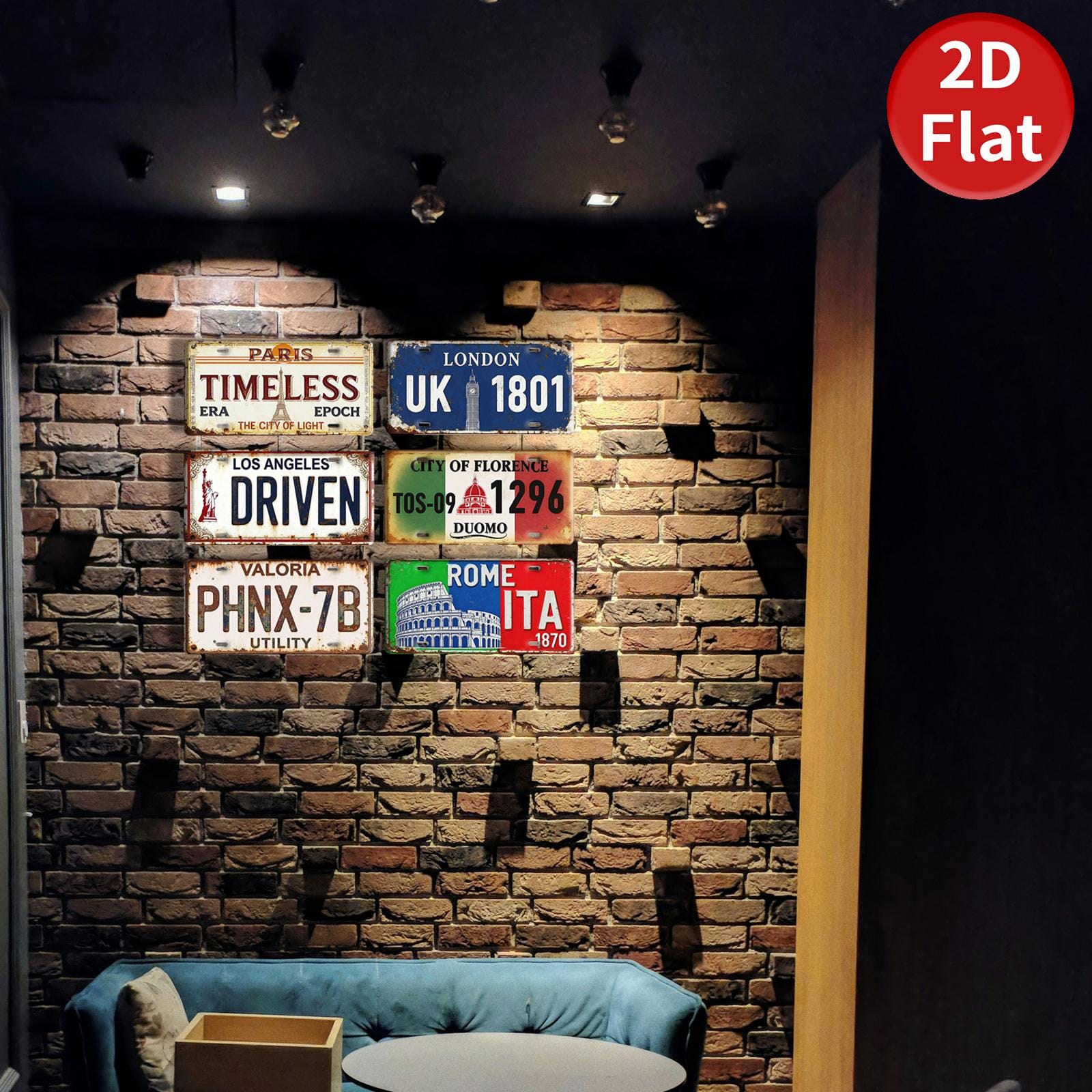 Vintage License Plate Metal Sign: Paris, London, Rome Decor (6x12 Inch)