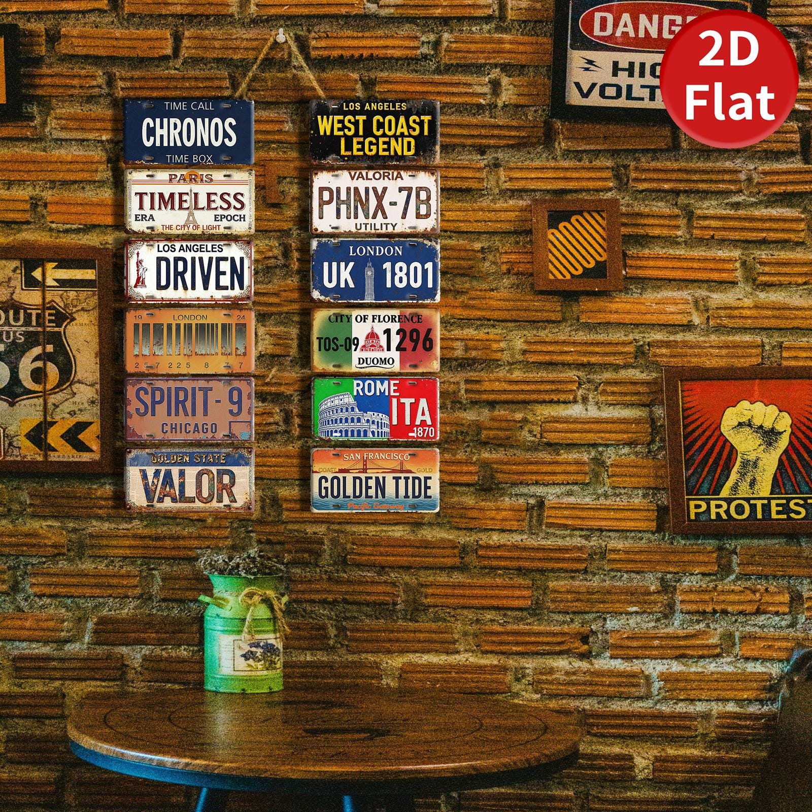 Vintage Style License Plate Stickers, Multi-Color Car Tags