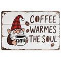 Pancarte Métal Vintage Gnome Café | Décoration Rustique pour Cuisine de Ferme