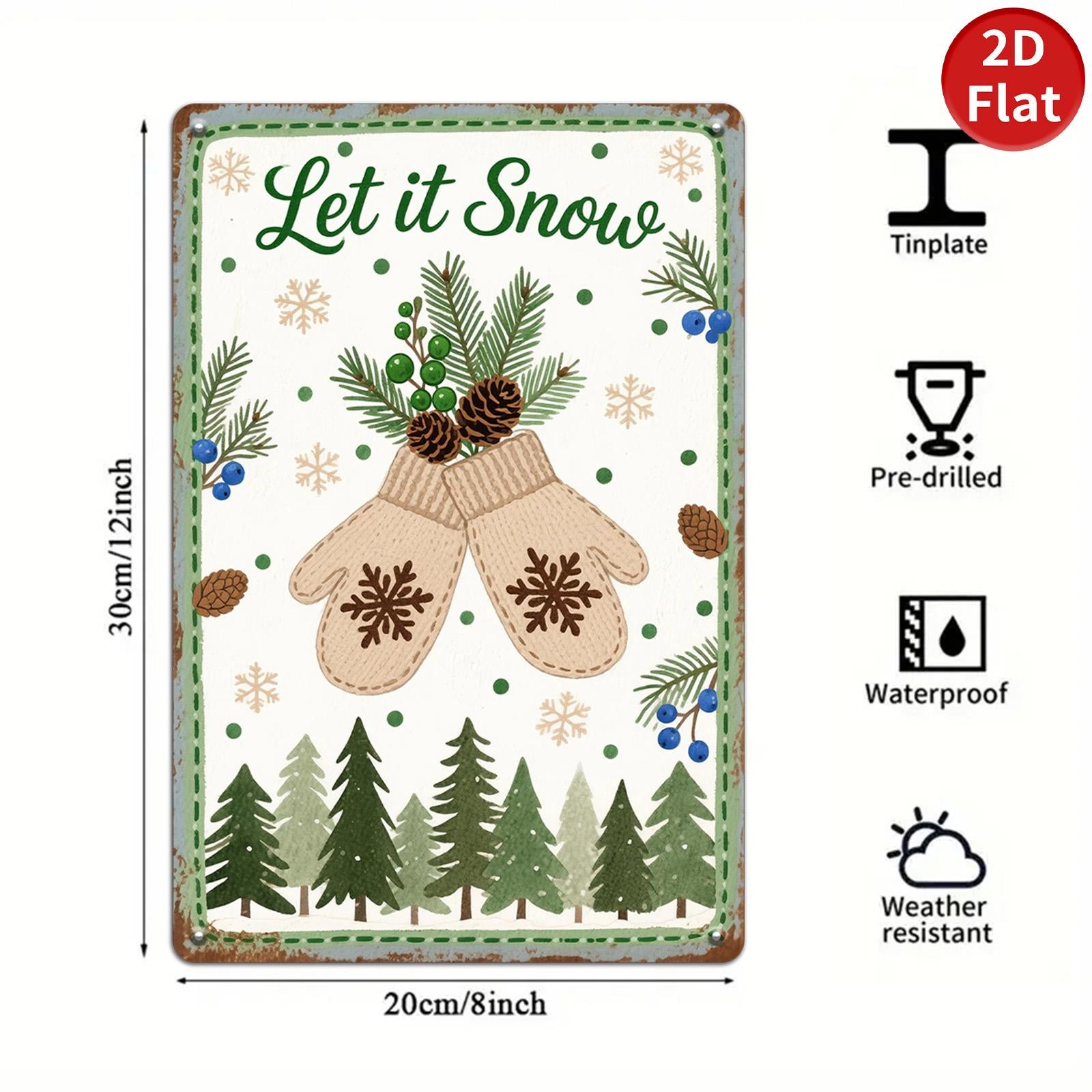 Let it Snow Metal Sign: Vintage Christmas Wall Decor