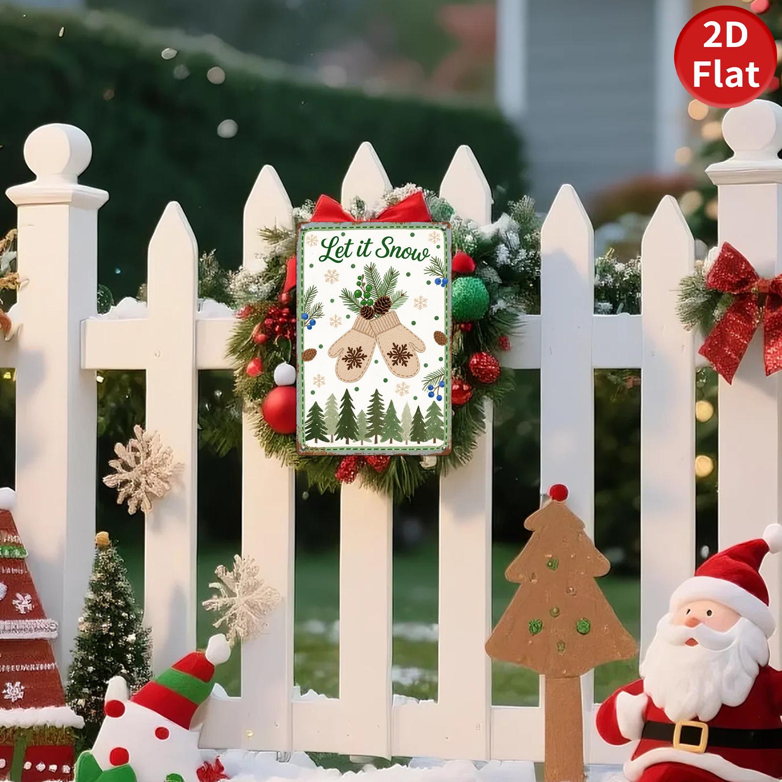 Let it Snow Metal Sign: Vintage Christmas Wall Decor