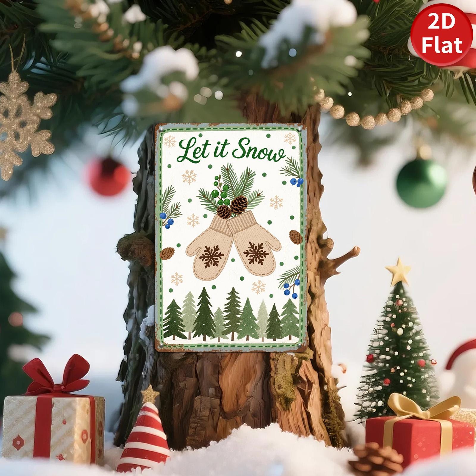Let it Snow Metal Sign: Vintage Christmas Wall Decor