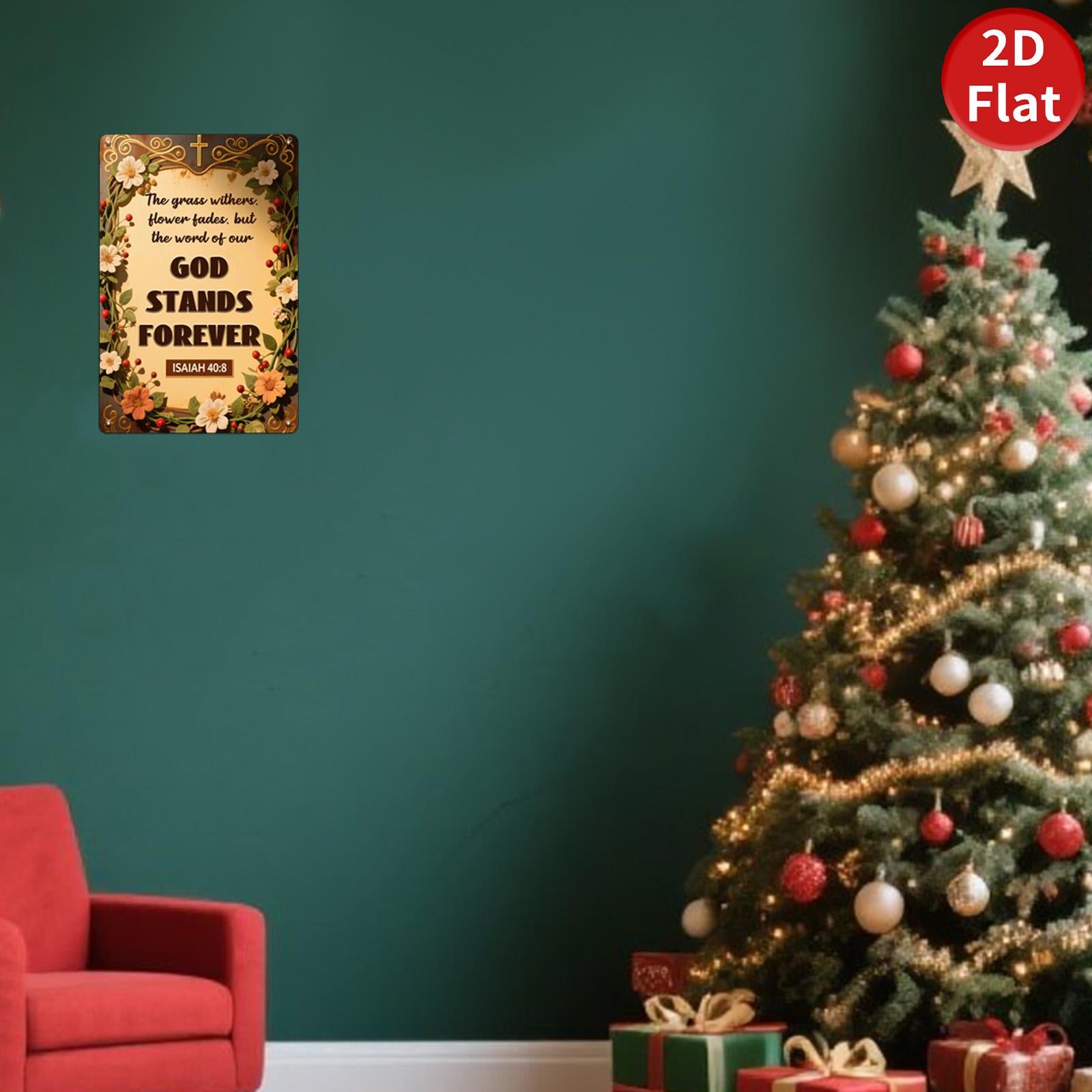 Vintage Isaiah 40:8 Metal Sign, Biblical Wall Art, Religious Home Decor, Inspirational Gift, Floral Bible Verse Plaque, Church Office Decor