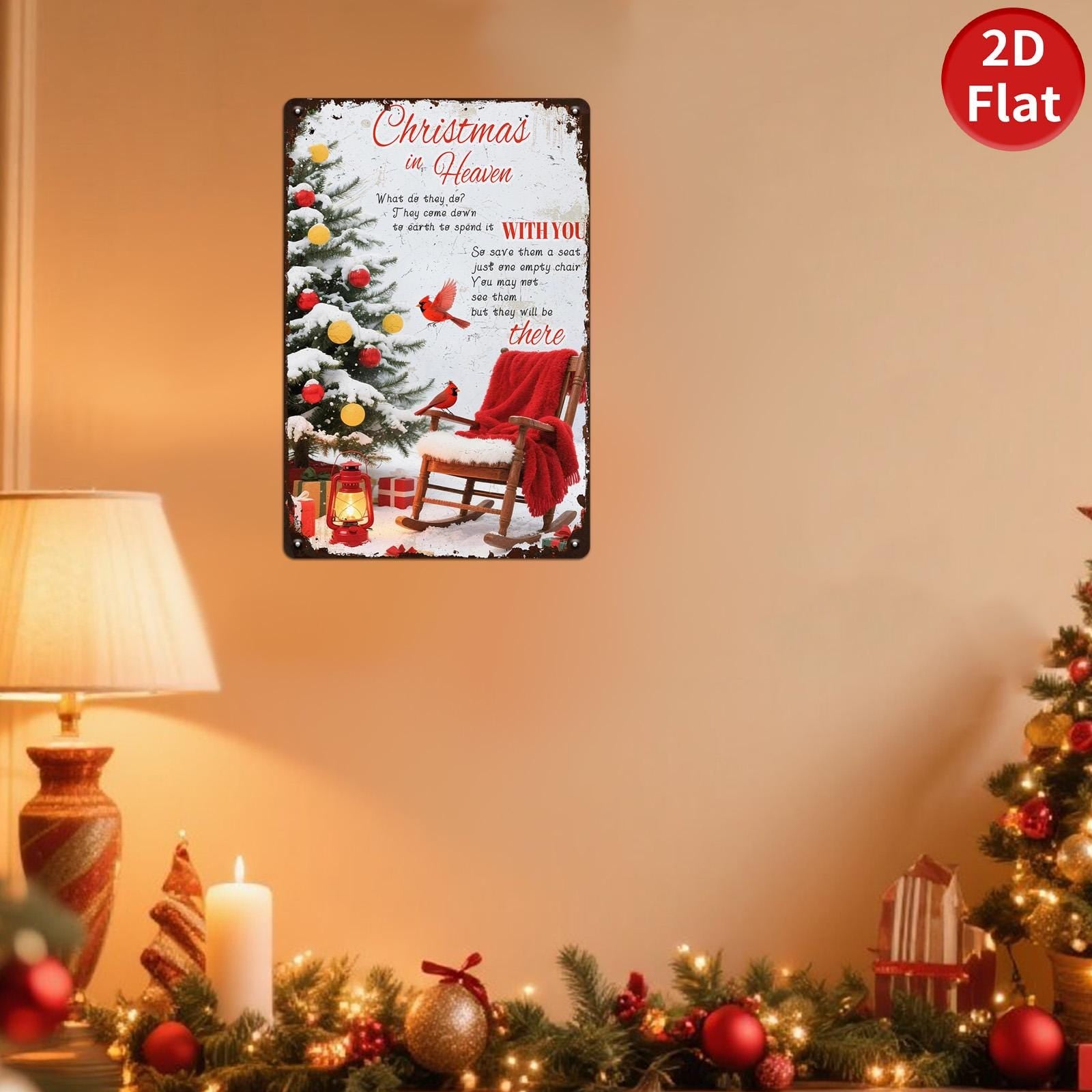 Cardinal Christmas Memorial Metal Sign: Remembrance Holiday Decor