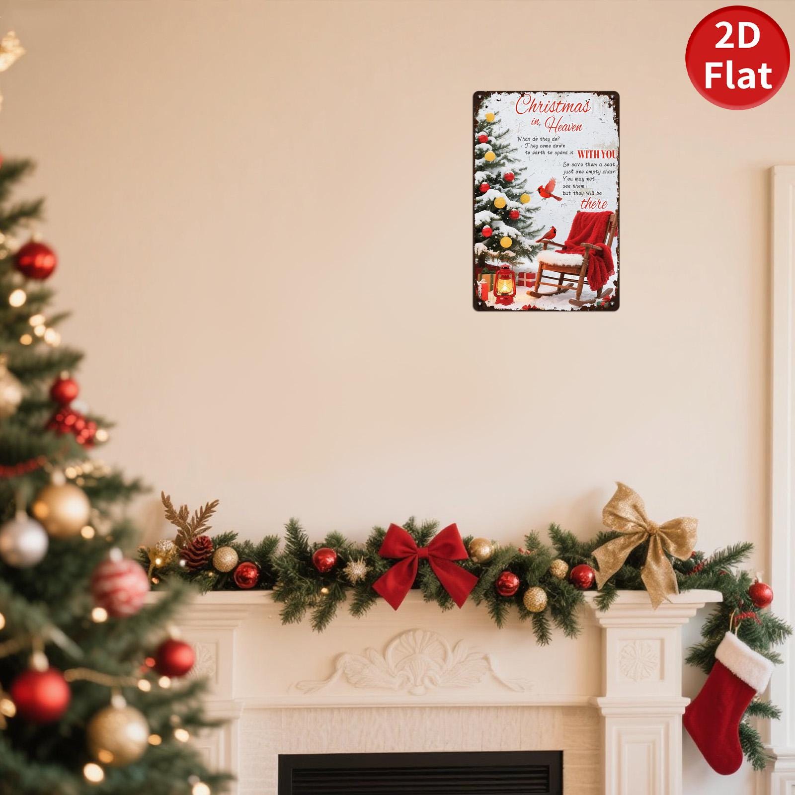 Cardinal Christmas Memorial Metal Sign: Remembrance Holiday Decor