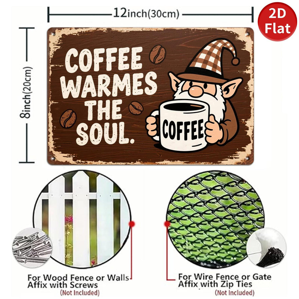 Vintage Elf Kaffee Metallschild | Rustikale Café Küchen Deko
