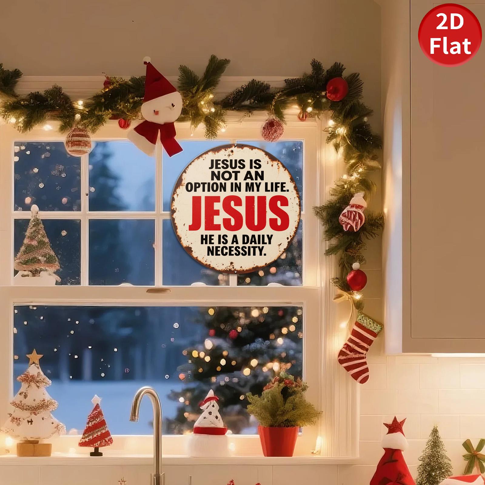 Vintage Jesus Metal Sign: Religious Wall Art Decor, 8x8 Inch