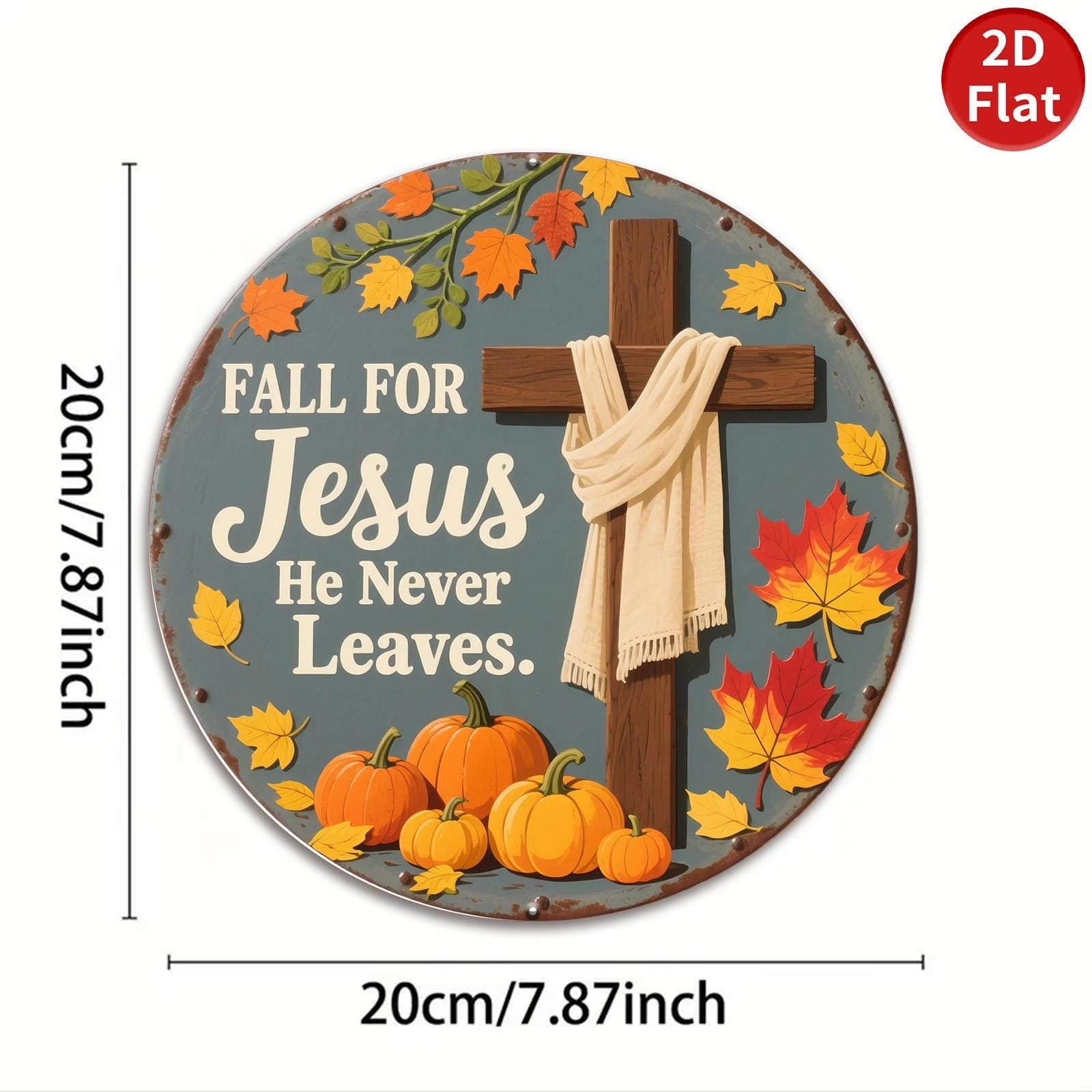 Fall Faith Metal Sign: Rustic Christian Home Decor, Pumpkin Leaves