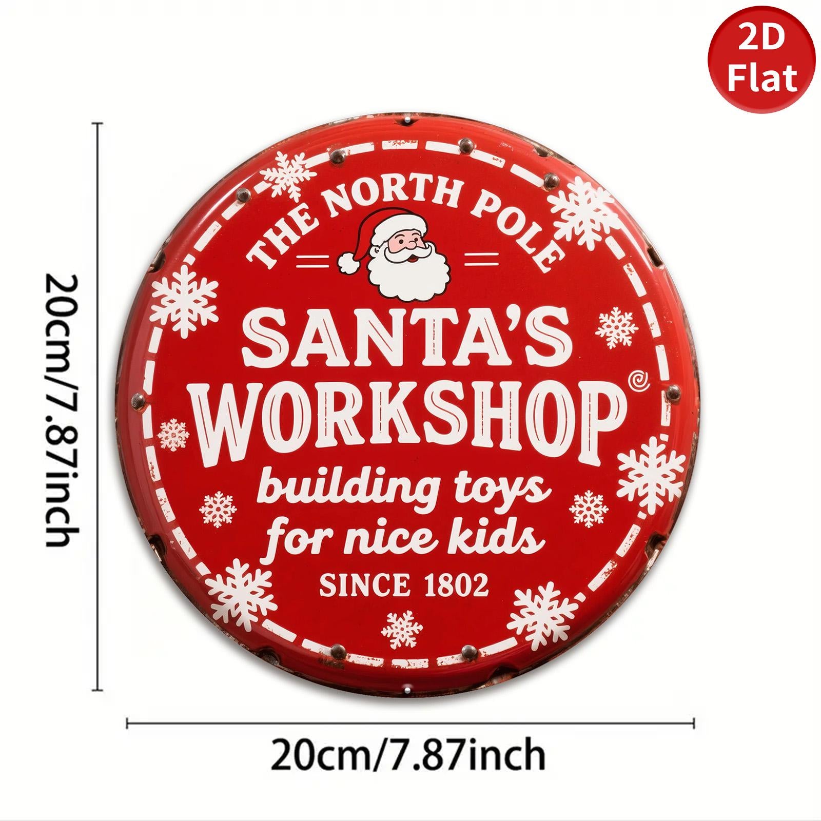 Vintage Santa's Workshop Metal Sign: Christmas Wall Decor