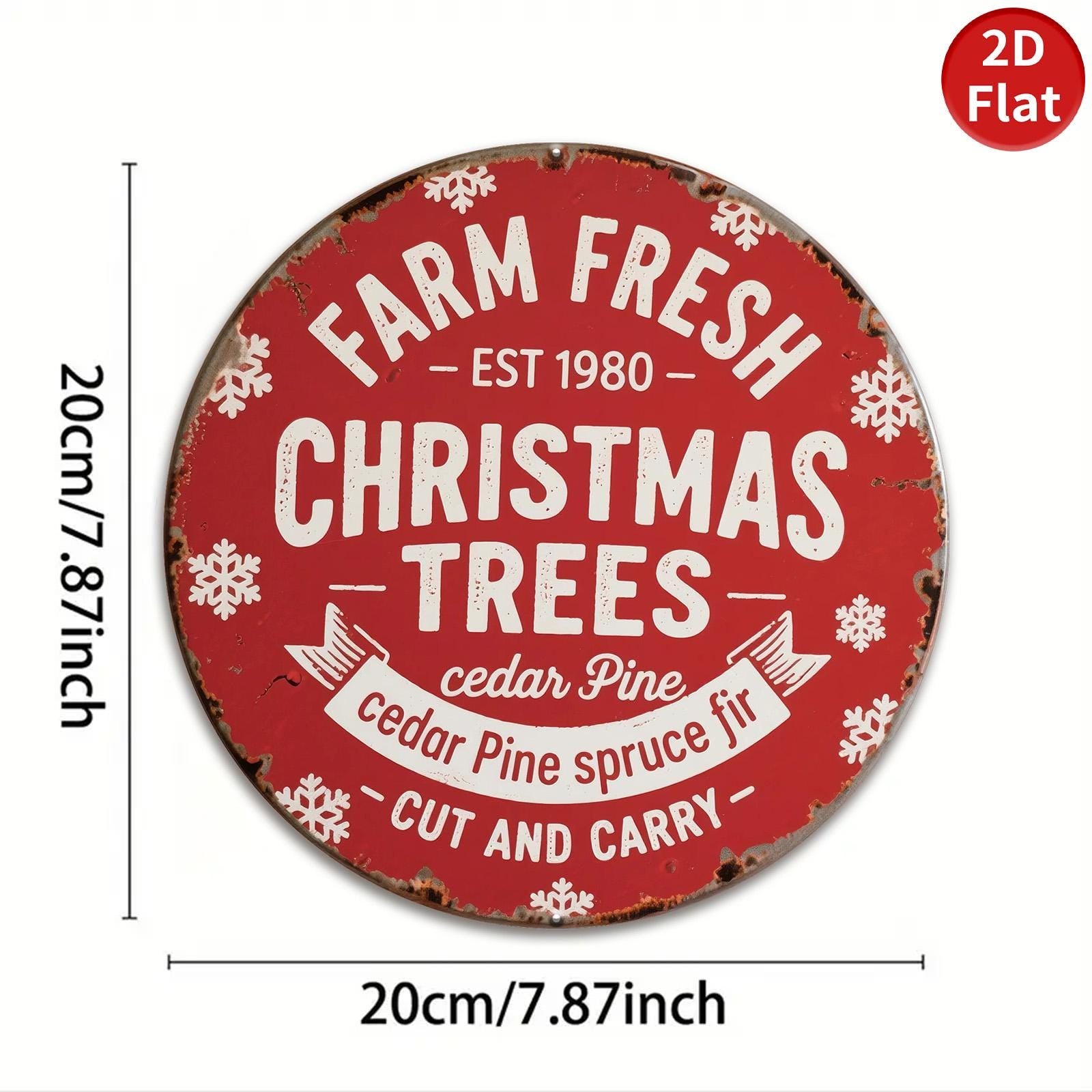 Farm Fresh Christmas Tree Metal Sign: Rustic Holiday Wall Decor