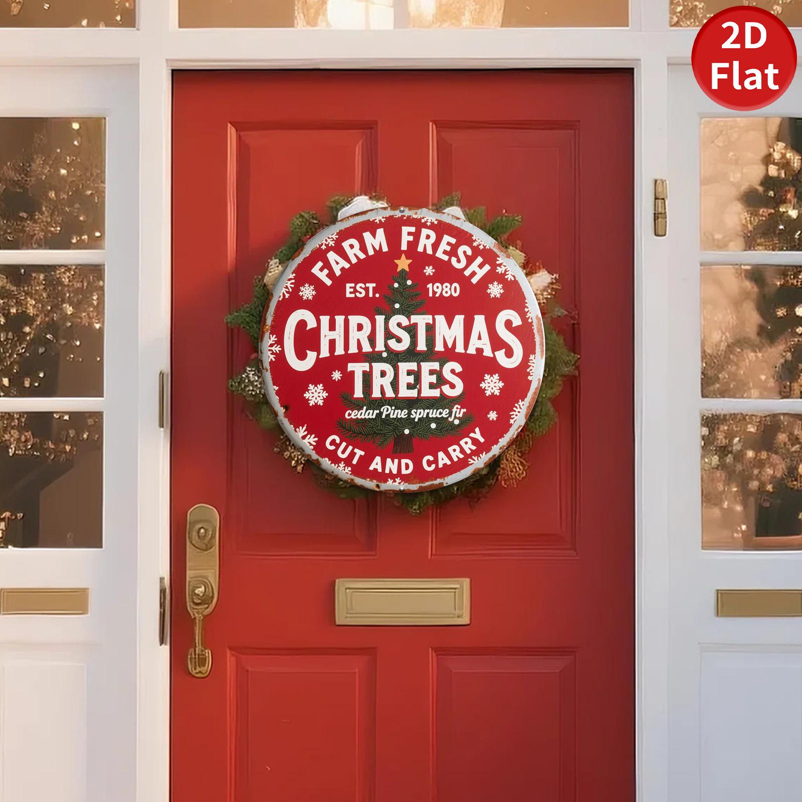 Farm Fresh Christmas Tree Metal Sign: Vintage Holiday Decor