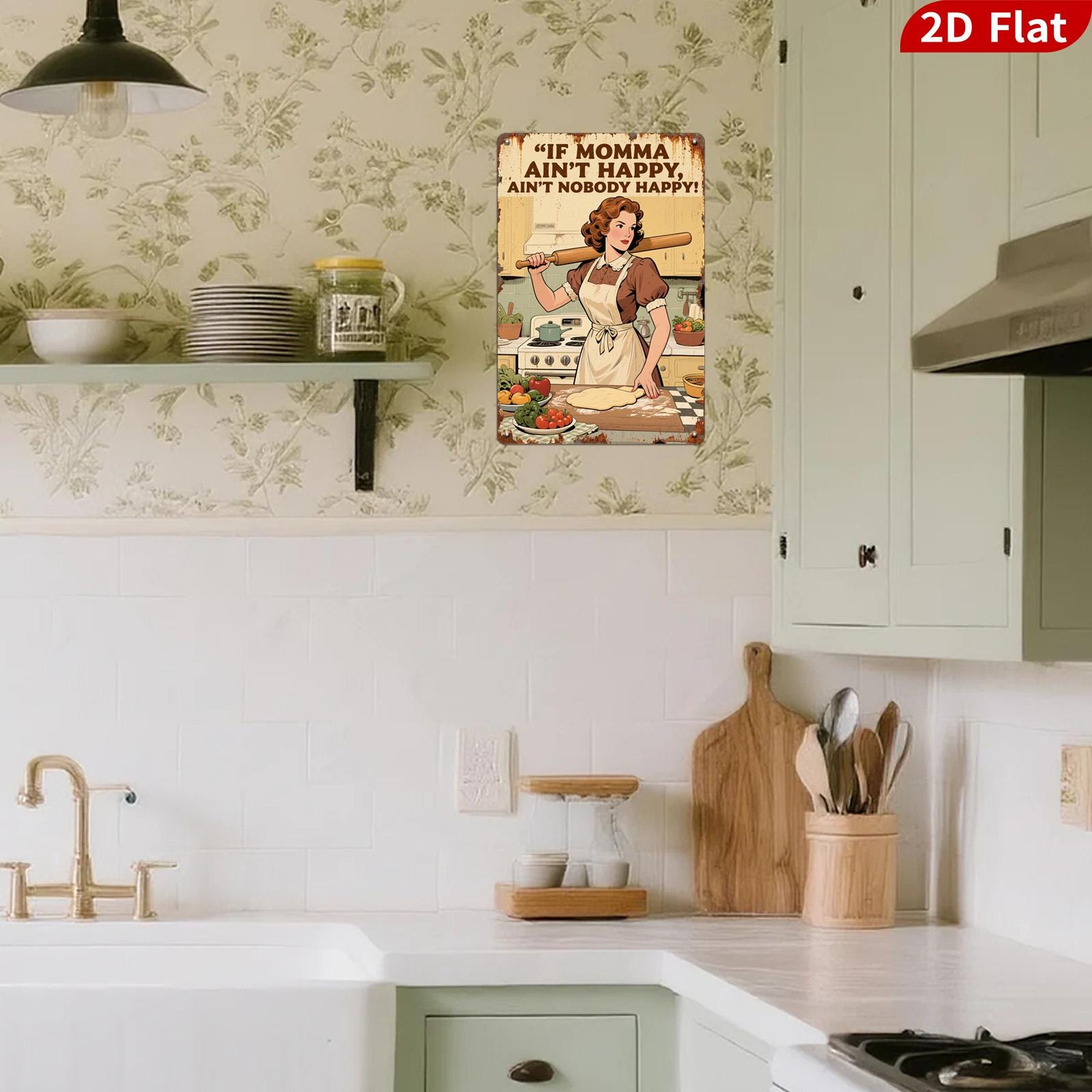 Retro Metal Kitchen Sign: If Momma Ain't Happy - Vintage Style Wall Decor