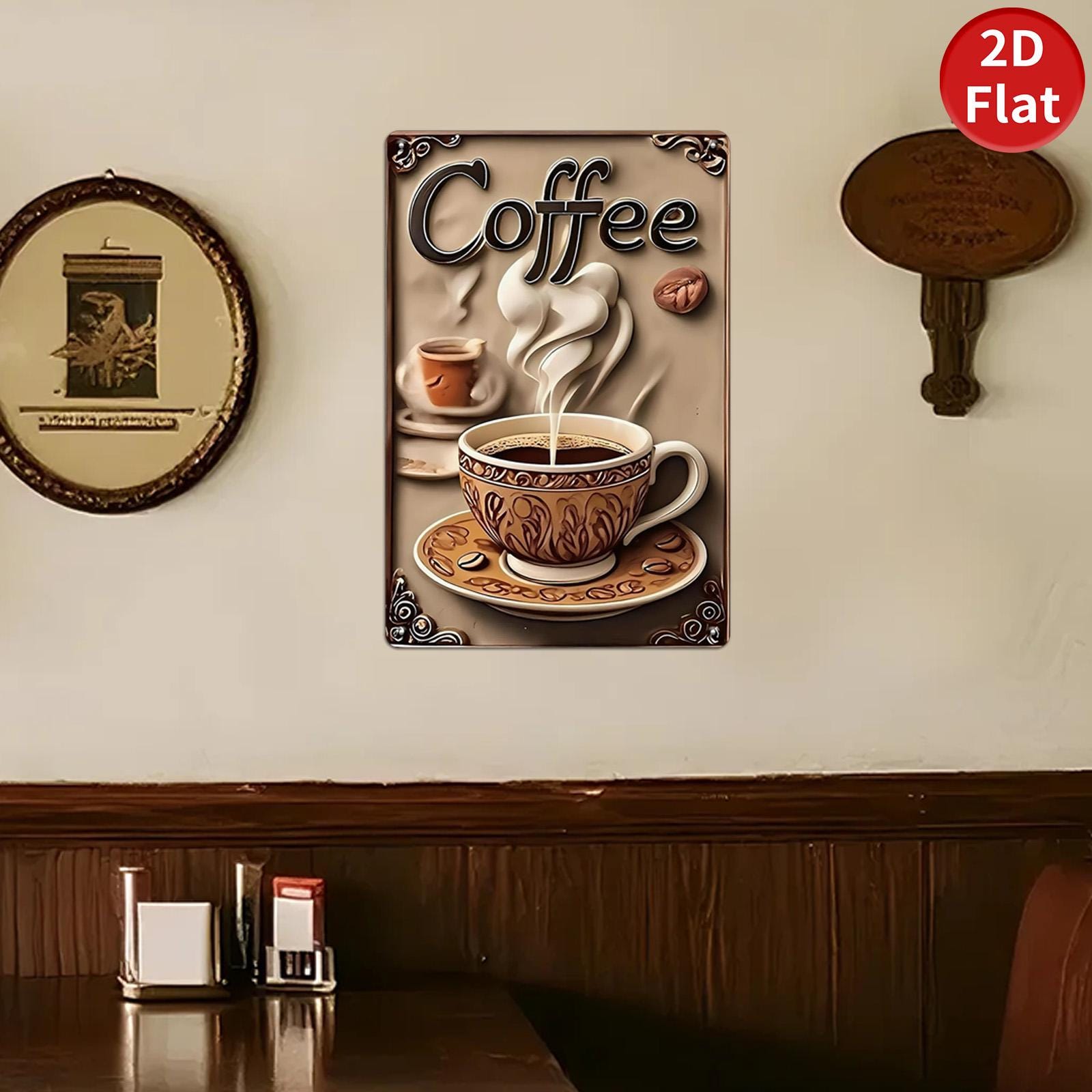 Vintage Coffee Metal Sign: Retro Kitchen Cafe Wall Decor