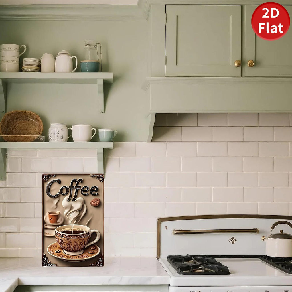 Vintage Kaffee Metallschild | Retro Küchen Café Wanddekoration