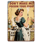 Plaque Murale Vintage en Métal « Ne Me Force Pas à Empoisonner Ta Nourriture » | Décoration Murale de Cuisine Rétro et Amusante pour…