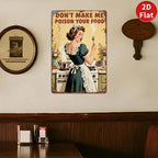 Plaque Murale Vintage en Métal « Ne Me Force Pas à Empoisonner Ta Nourriture » | Décoration Murale de Cuisine Rétro et Amusante pour…
