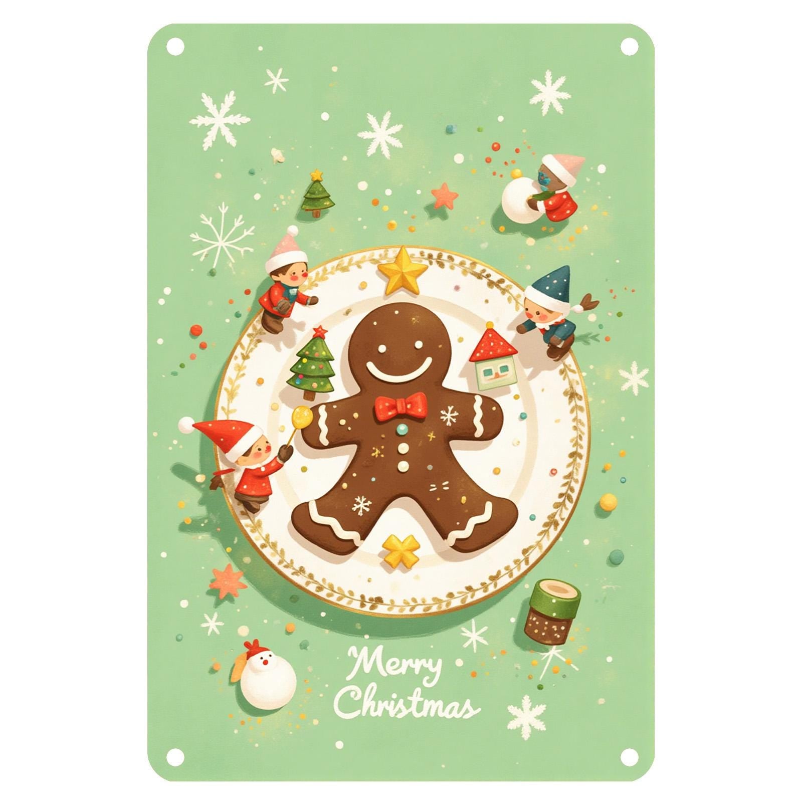 Gingerbread Christmas Metal Sign: Festive Holiday Kitchen Decor