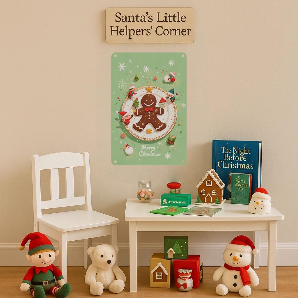 Gingerbread Christmas Metal Sign: Festive Holiday Kitchen Decor