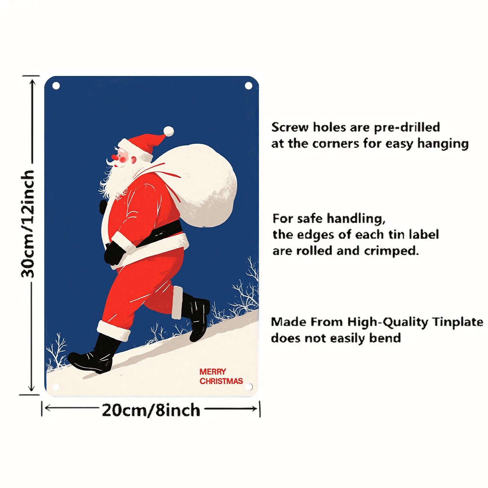 Vintage Santa Claus Metal Sign: Durable Holiday Wall Art