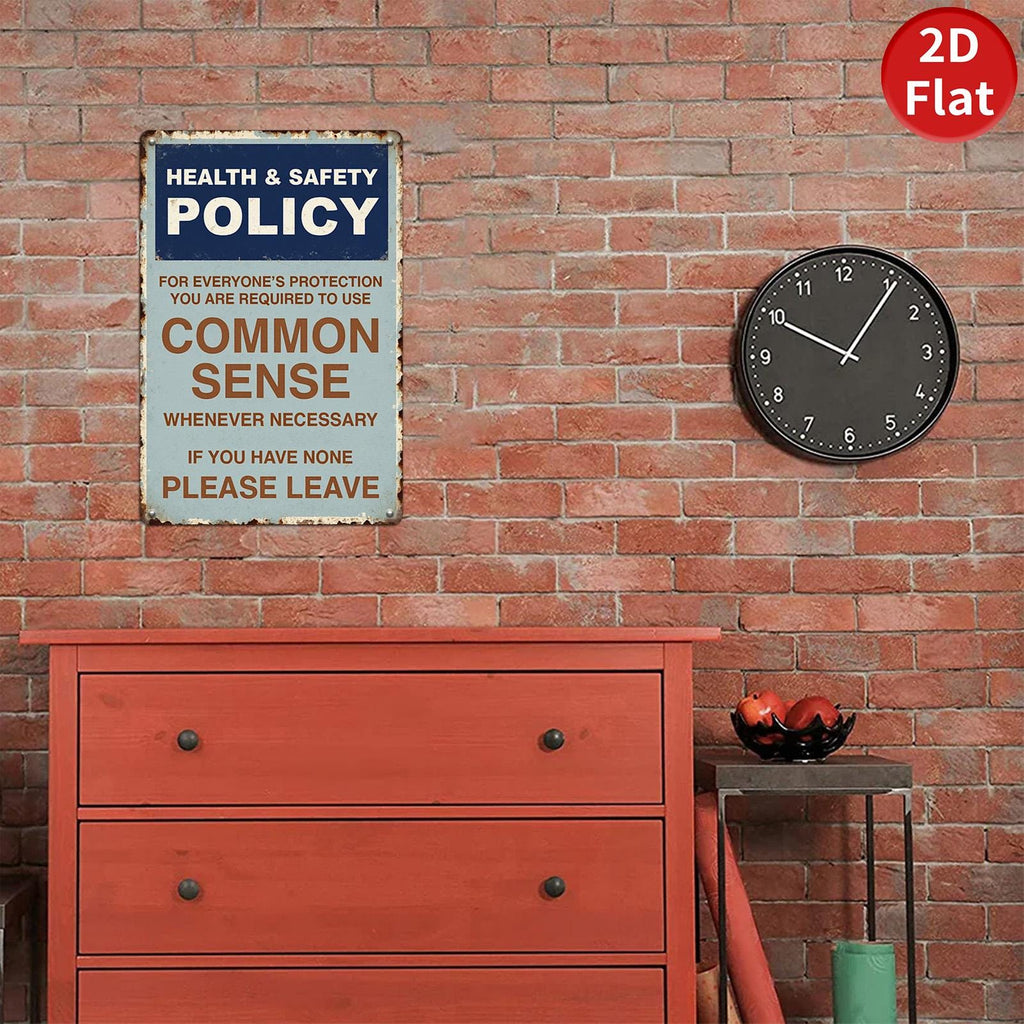 Vintage Health Safety Metal Sign: Retro Common Sense Quote Wall Art