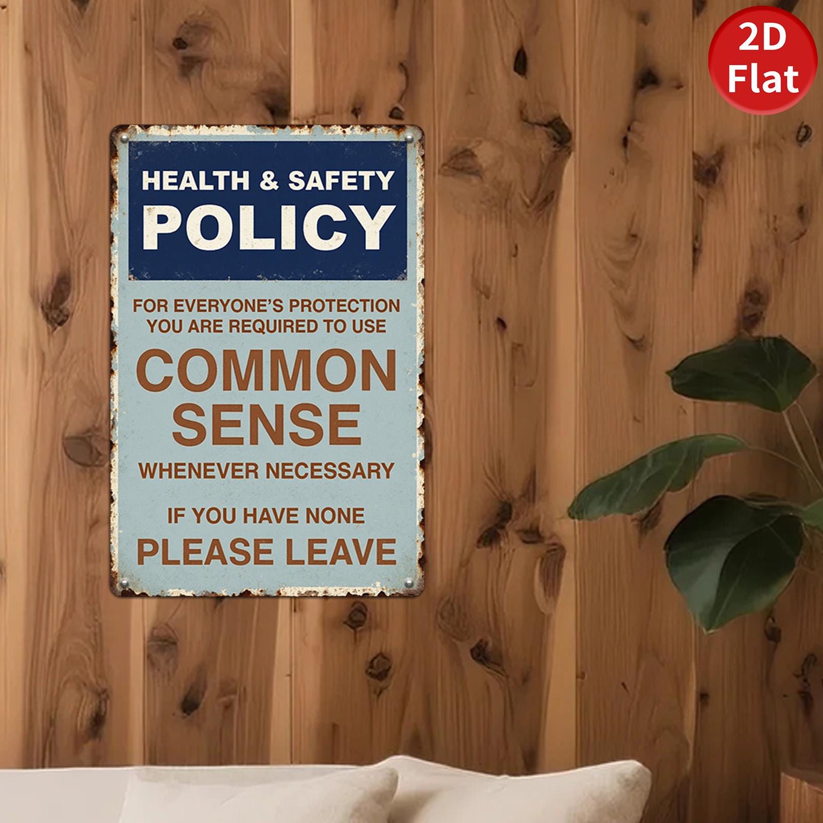 Vintage Health Safety Metal Sign: Retro Common Sense Quote Wall Art